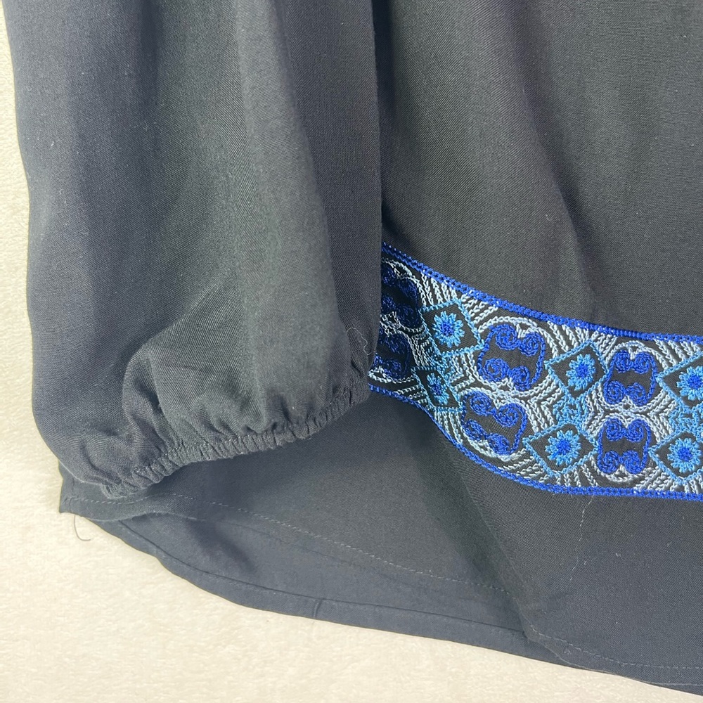 Embroidered long Sleeve peasant tie blouse - Picture 10 of 13
